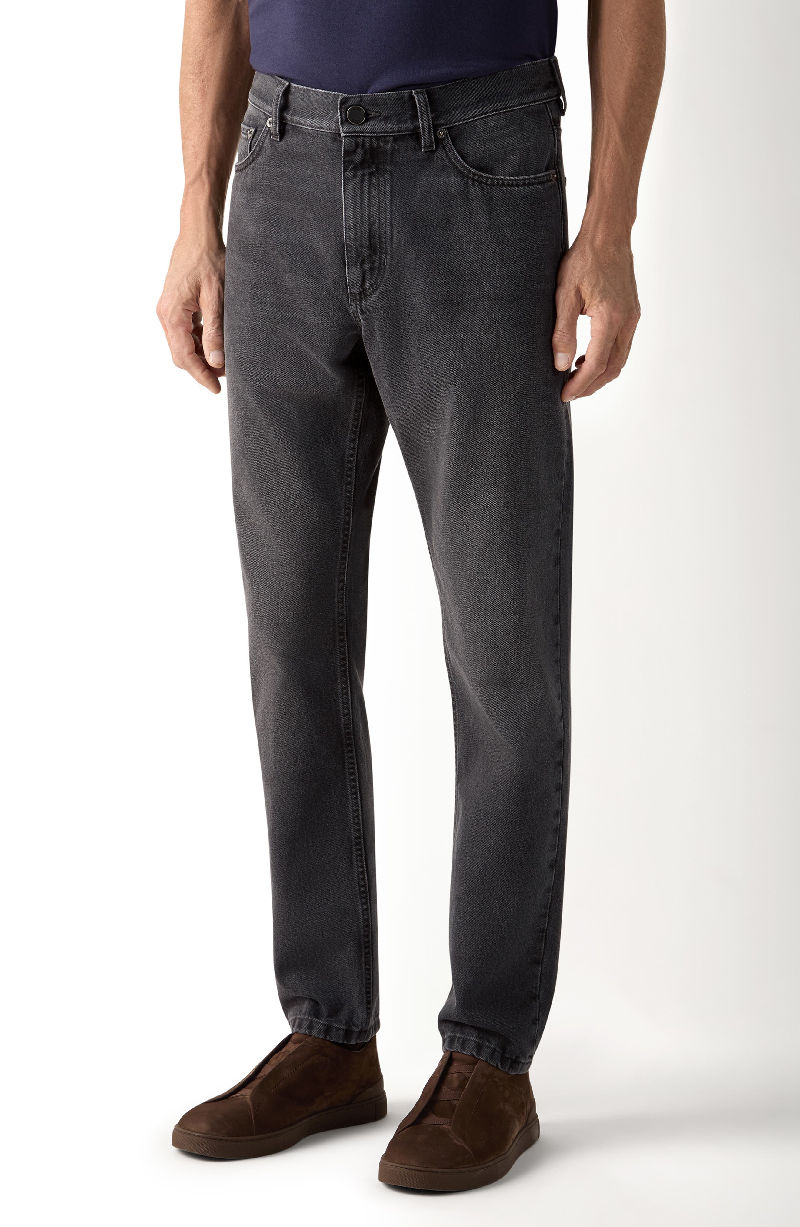 Zegna ローライズ ブラック コーティングデニム CITY FIT ZEGNA Stretch Denim City Fit Jeans | Nordstrom
