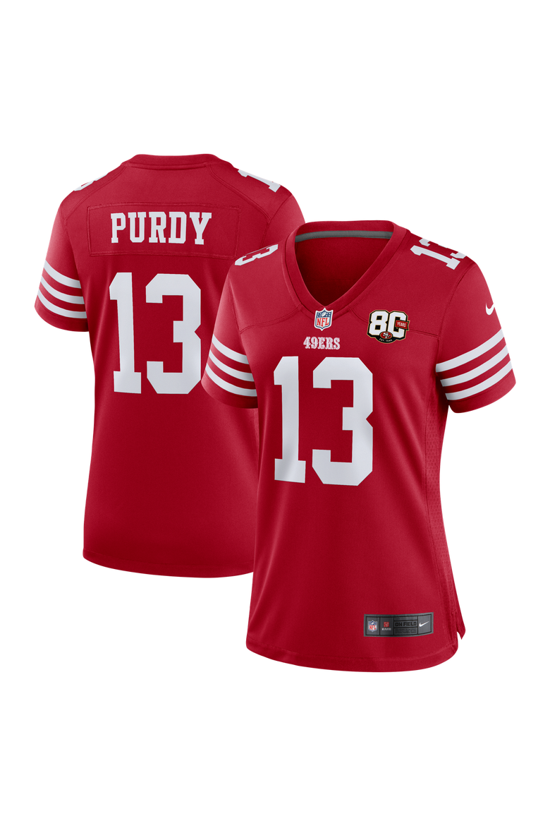 Women's Nike Brock Purdy Scarlet San Francisco 49ers 80th Anniversary Game Jersey, Main, color, Scarlet