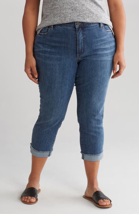 Abigail High Waist Crop Straight Leg Jeans (Aven) (Plus)