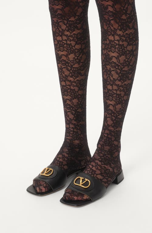 Valentino Vlogo Signature Leather Slides In Black
