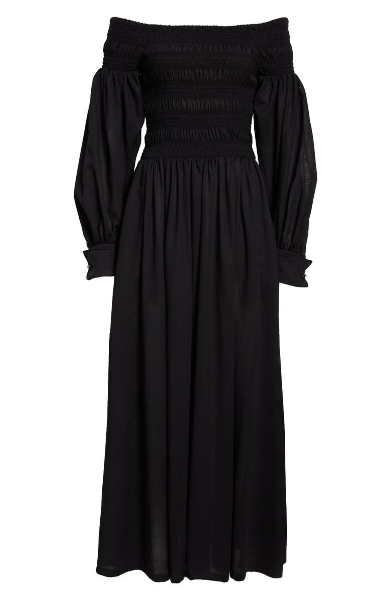 Max Mara Manu Off the Shoulder Long Sleeve Virgin Wool Maxi Dress, Alternate, color,