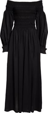 Max Mara Manu Off the Shoulder Long Sleeve Virgin Wool Maxi Dress