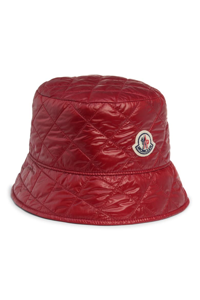 Diamond Quilted Nylon Bucket Hat, Main, color, RED AUBURN