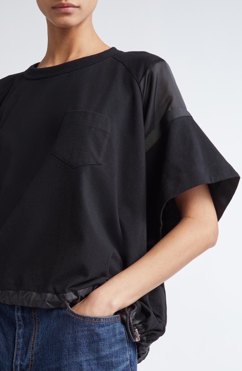 Sacai x Thomas Mason Paneled Mixed Media T-Shirt, Alternate, color, 