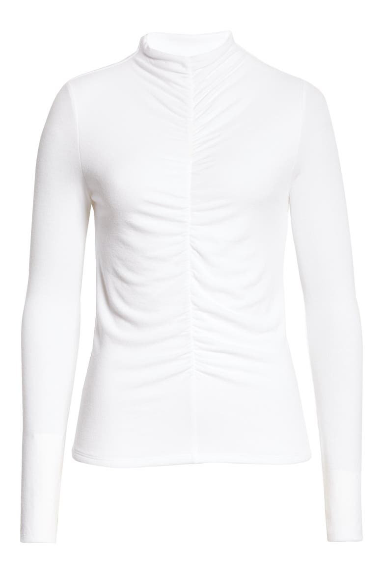 Theresa Ruched Mock Neck Top, Alternate, color, WHITE