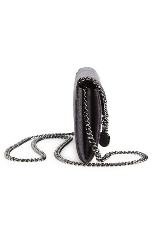 Stella Mccartney Falabella Shaggy Faux Leather Wallet On A Chain In Brown