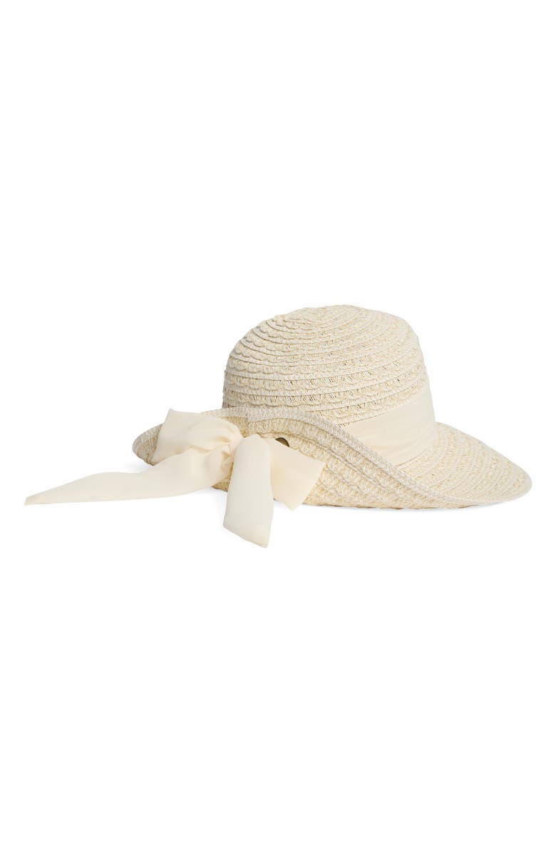 Nine West Straw Floppy Hat, Alternate, color, Ivory Combo