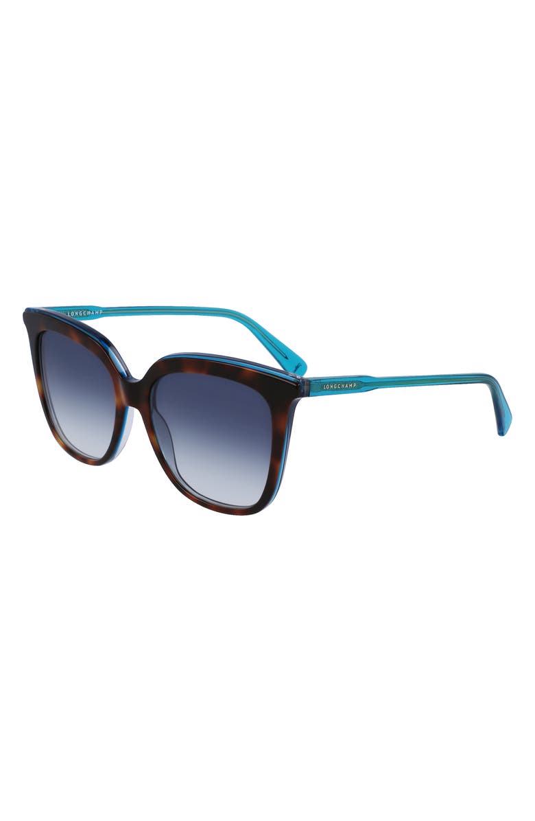Longchamp 53mm Rectangular Sunglasses, Alternate, color, Havana/ Azure