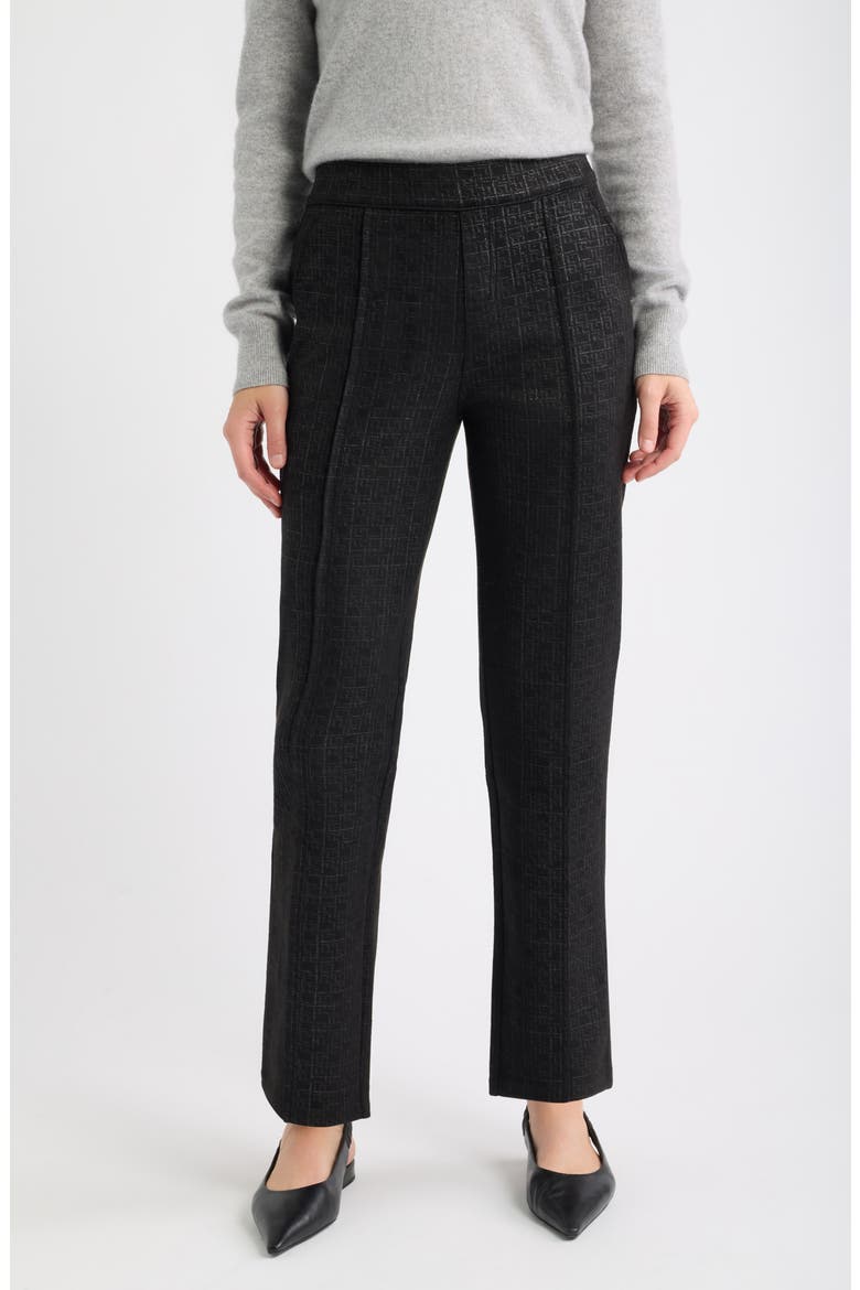 Metallic Geo Faux Suede Straight Fit Pants, Main, color, BLACK