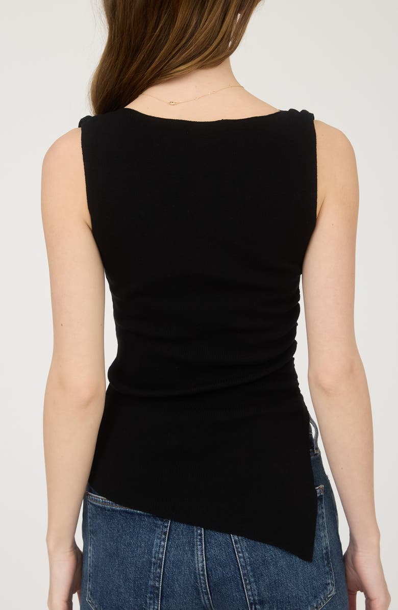Blu Pepper Asymmetric Gathered Knit Tank Top, Alternate, color, Black