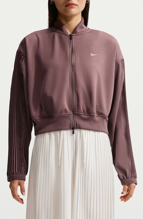 Sportswear Pleated Sleeve Bomber Jacket