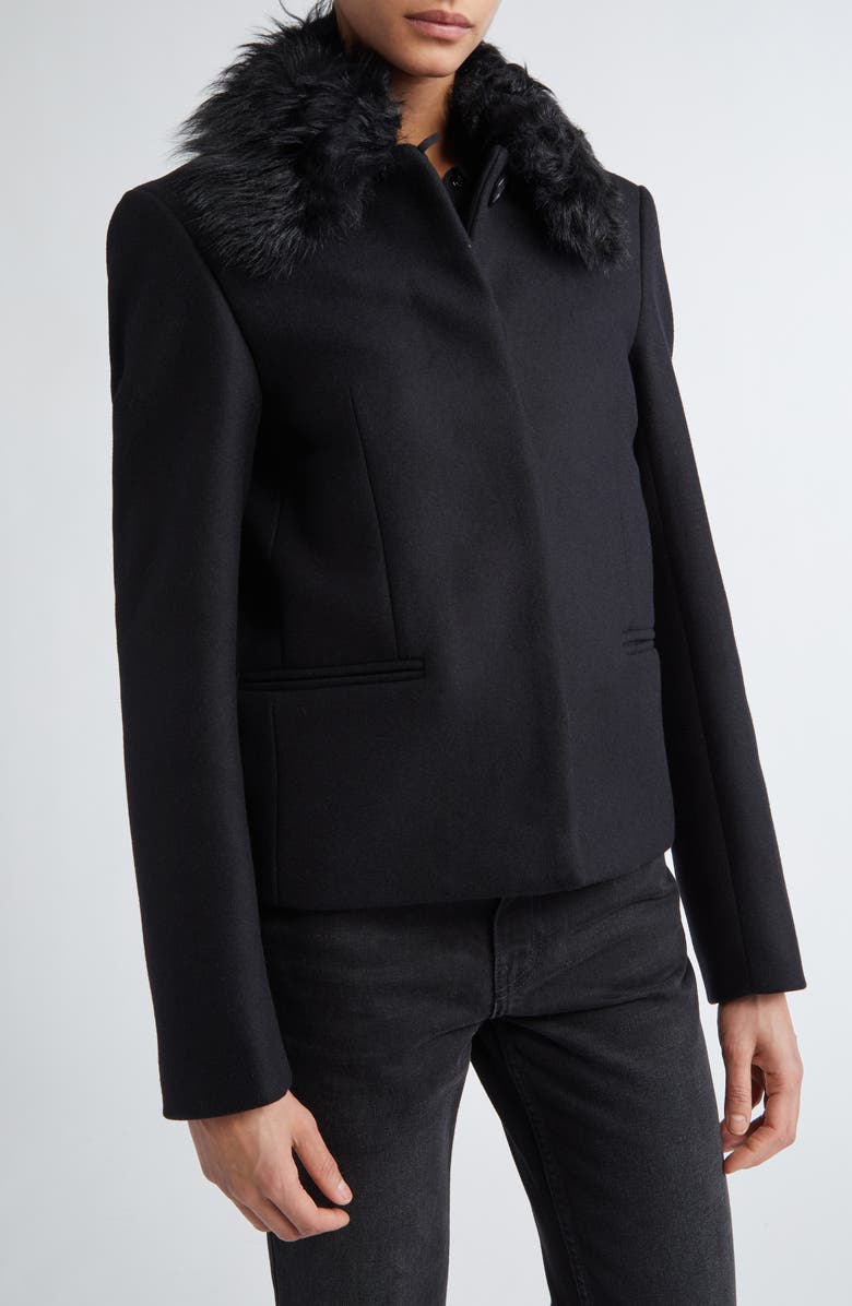 TOTEME Wool Blend Jacket with Removable Genuine Shearling Collar, Alternate, color, 