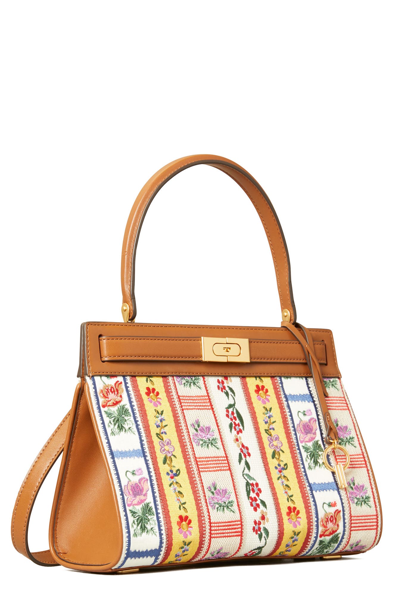 Tory Burch Lee Radziwill Webbing Patchwork Embroidered Shoulder Bag, Alternate, color, 