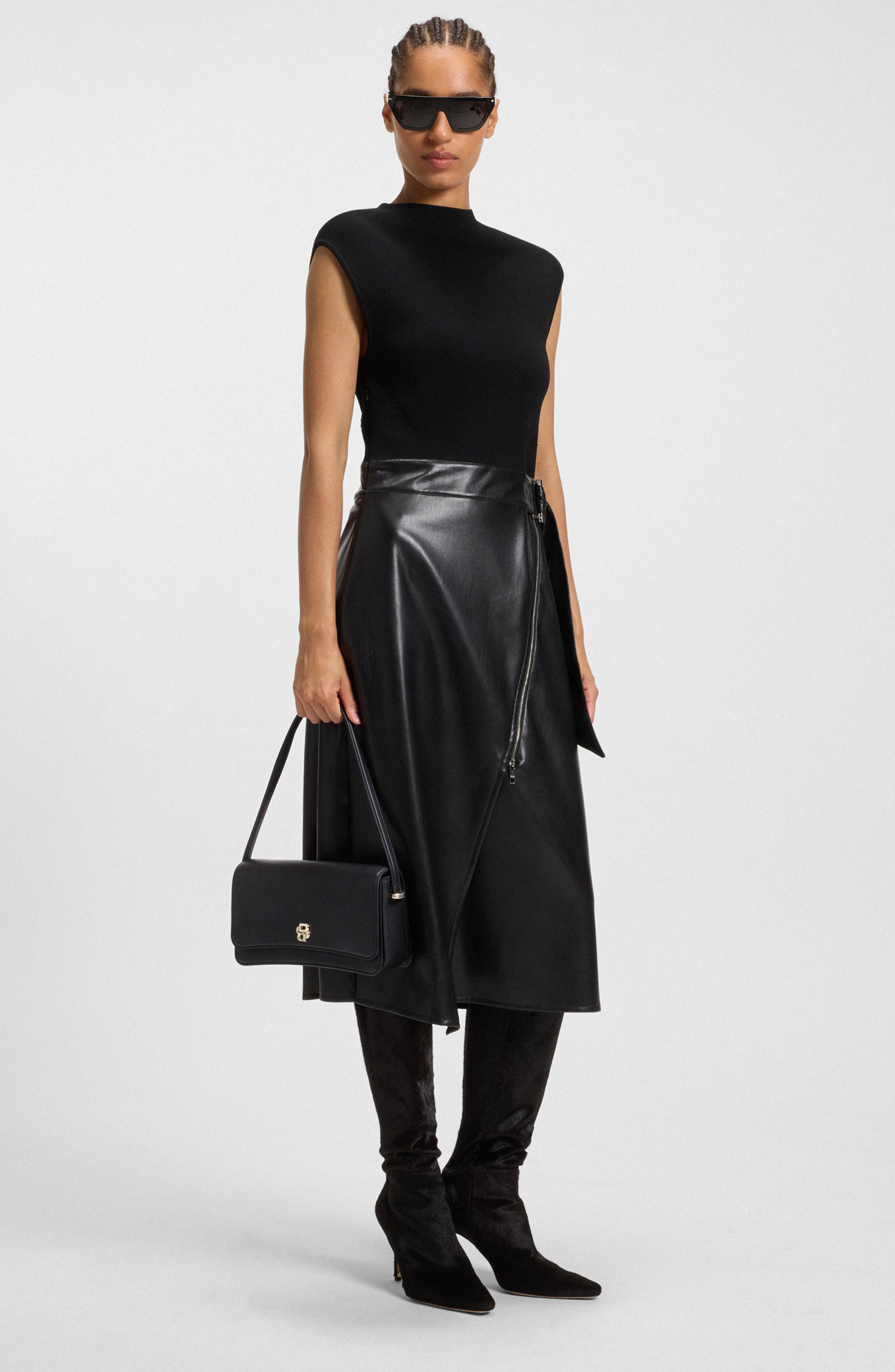 Beyond Leather Shoulder Bag, Alternate, color, BLACK