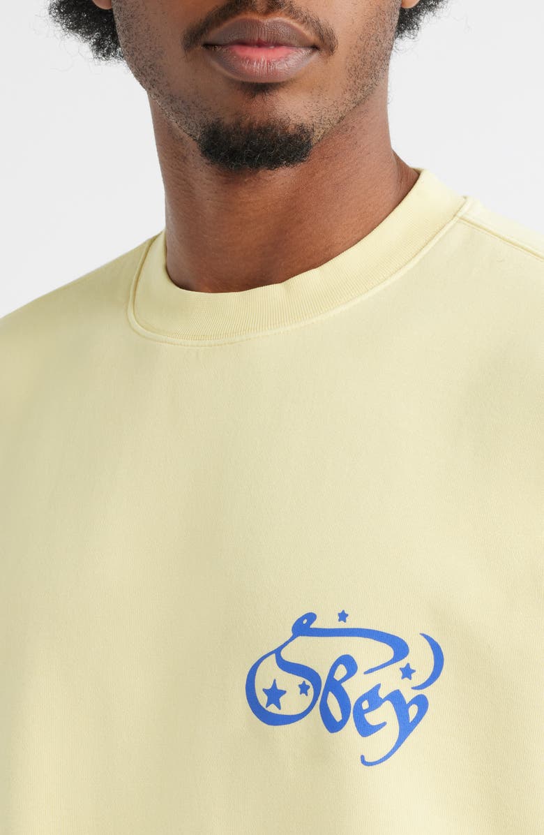 Obey Spellbound Faded Crewneck Sweatshirt, Alternate, color, Straw Faded Wash