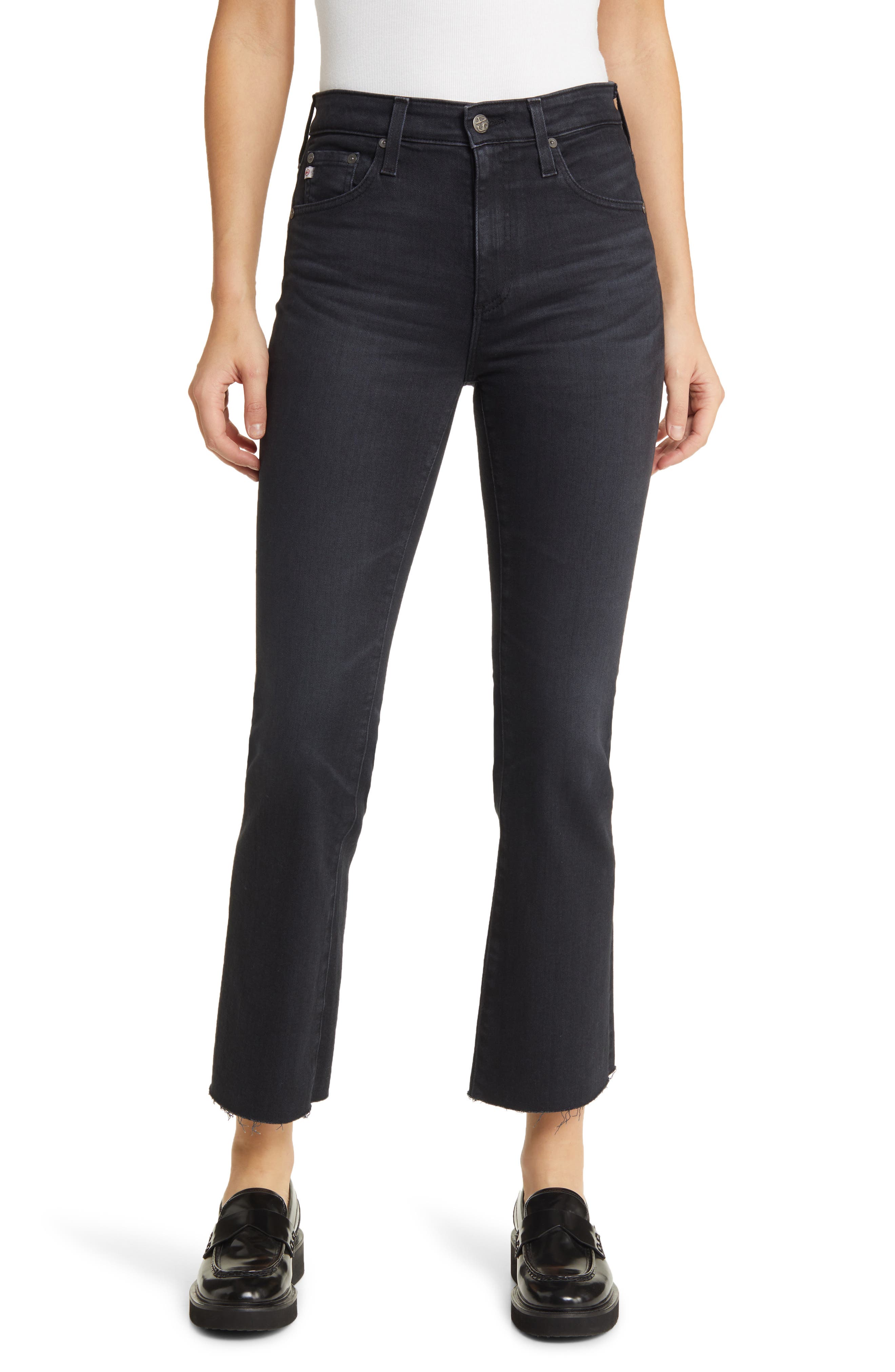 Farrah Raw Hem High Waist Crop Bootcut Jeans