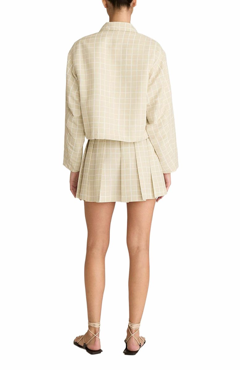 Rebecca Taylor Painterly Windowpane Cropped Faille Jacket, Alternate, color, Sand Combo