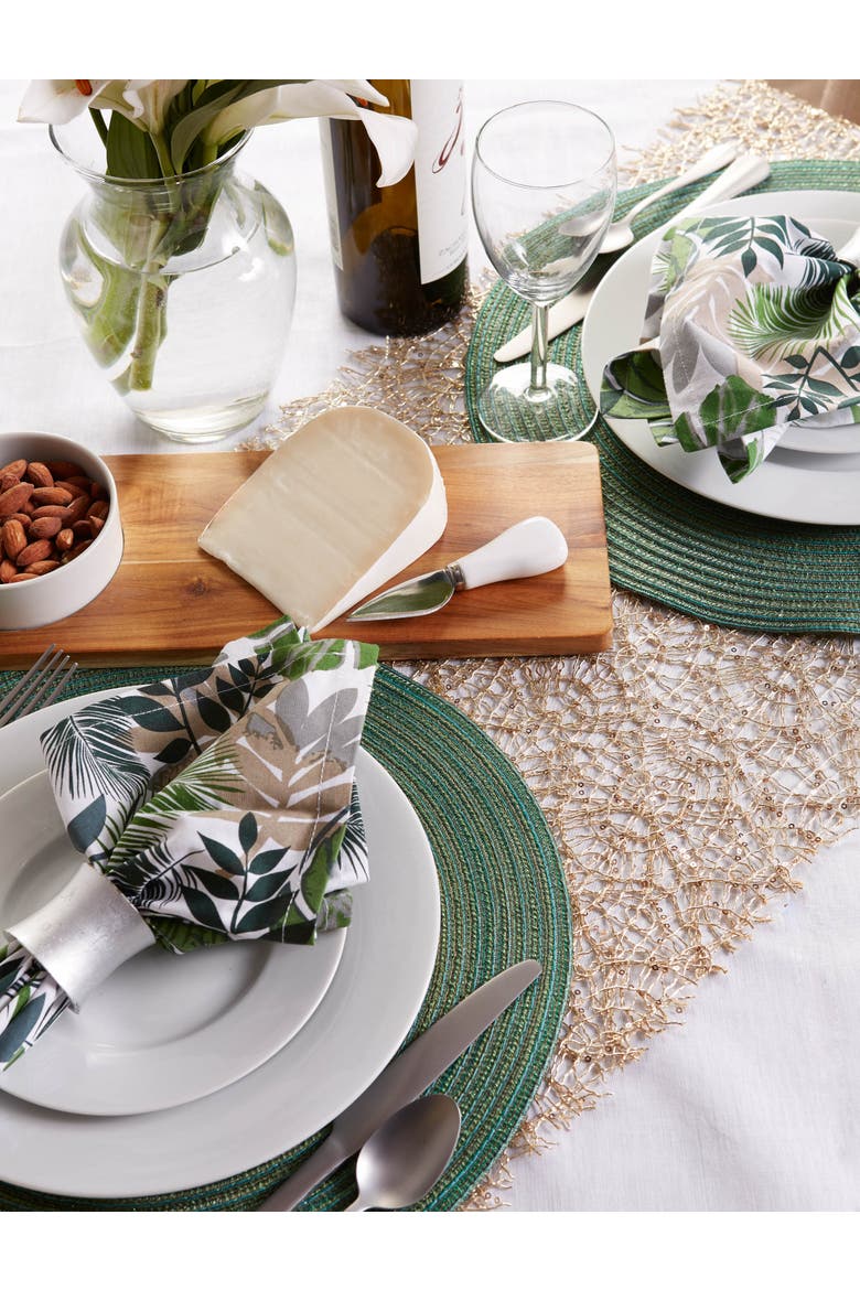 Metallic Variegated Round Woven Placemat Set/6, Alternate, color, Green