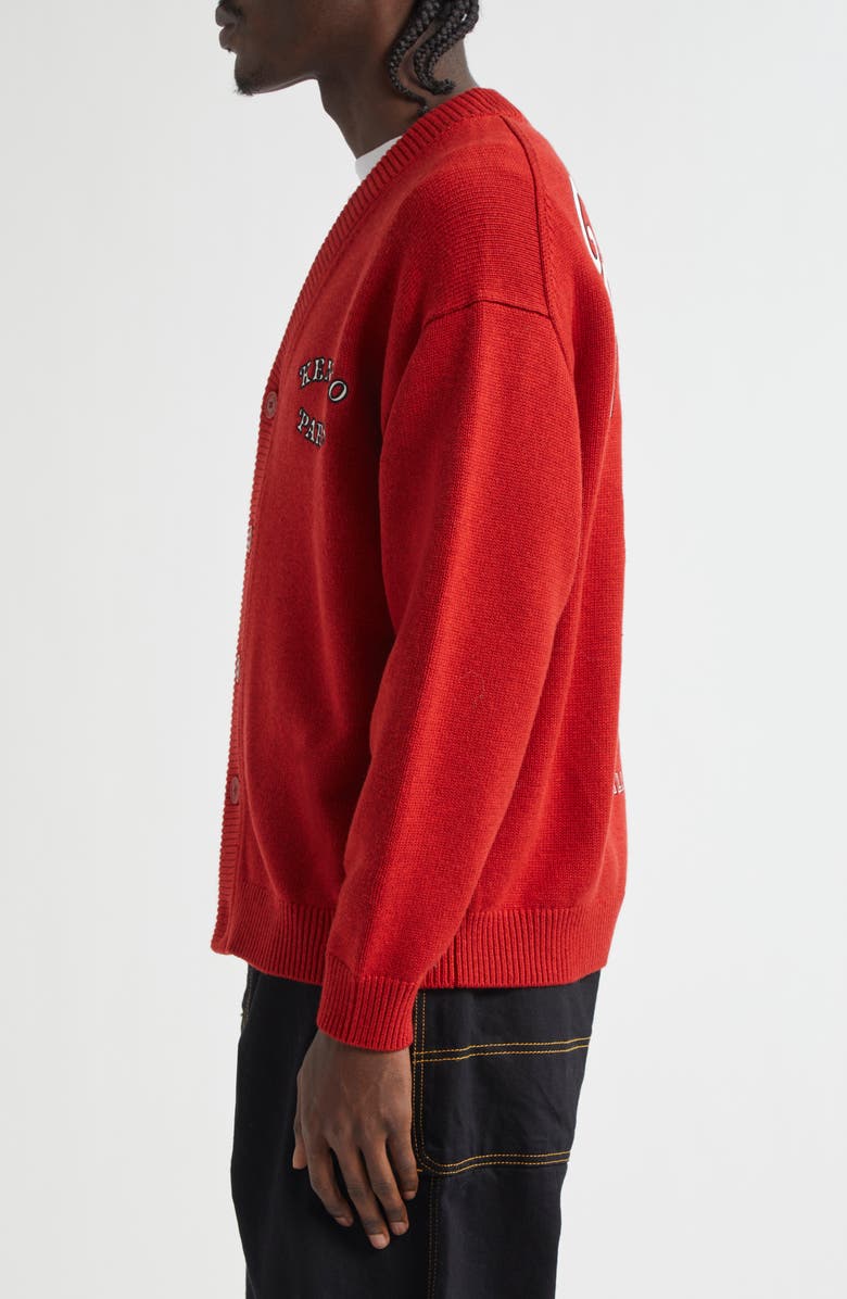 KENZO Verdy Market Embroidered Wool & Cotton Cardigan, Alternate, color,