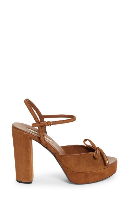 Miu Miu Bow Platform Sandal In Brown