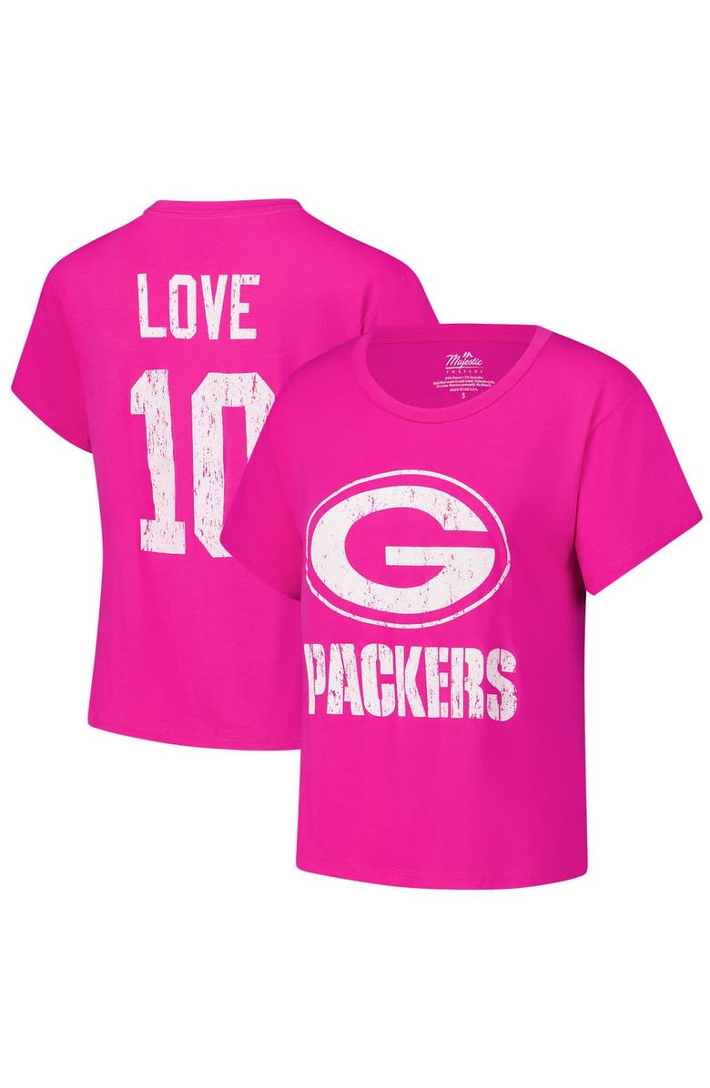 Majestic Threads Women's Majestic Threads Jordan Love Pink Green Bay Packers Name & Number T-Shirt, Alternate, color, Pink