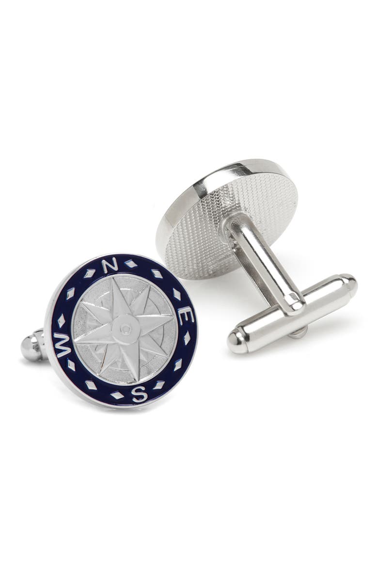 Compass Cuff Links & Tie Bar Gift Set, Alternate, color, BLUE