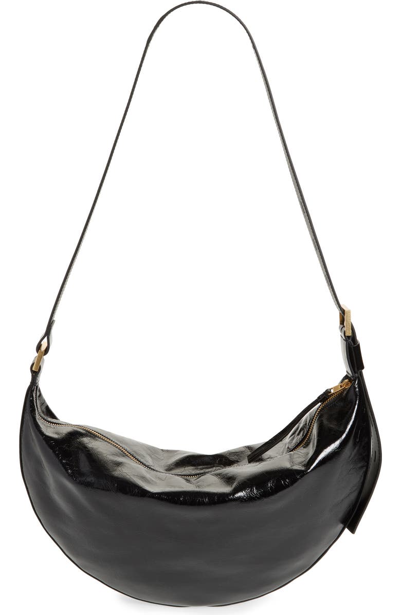 AllSaints Half Moon Leather Shoulder Bag, Alternate, color,