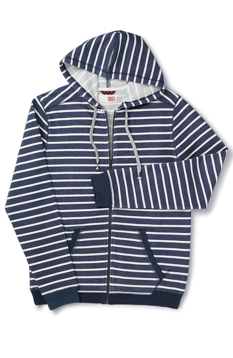1901 'Ashland' Stripe Zip Front Hoodie, Alternate, color, 