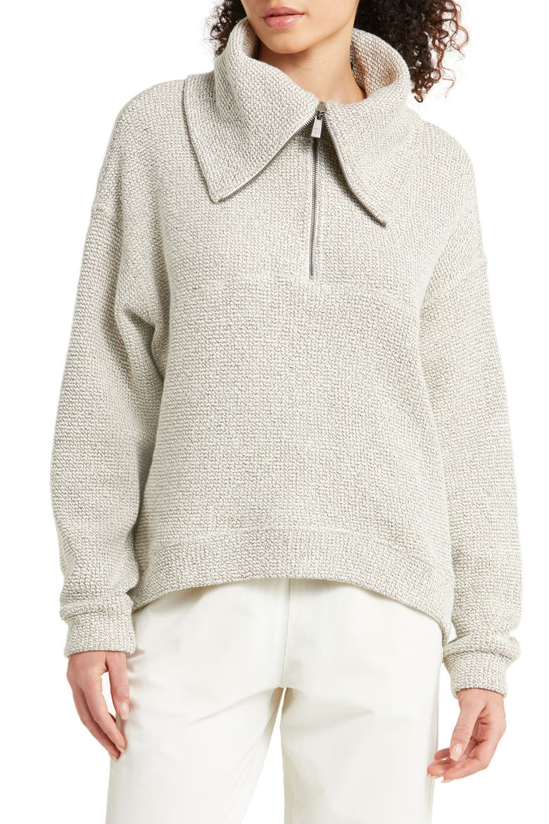 Restful Bouclé Half Zip Pullover, Main, color, LILY WHITE