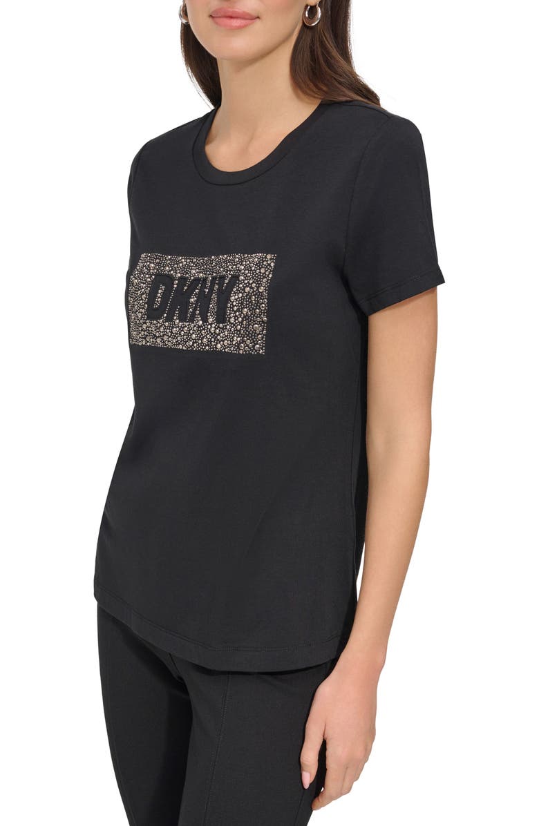 DKNY Rhinetsone Logo Graphic T-Shirt, Alternate, color, Black