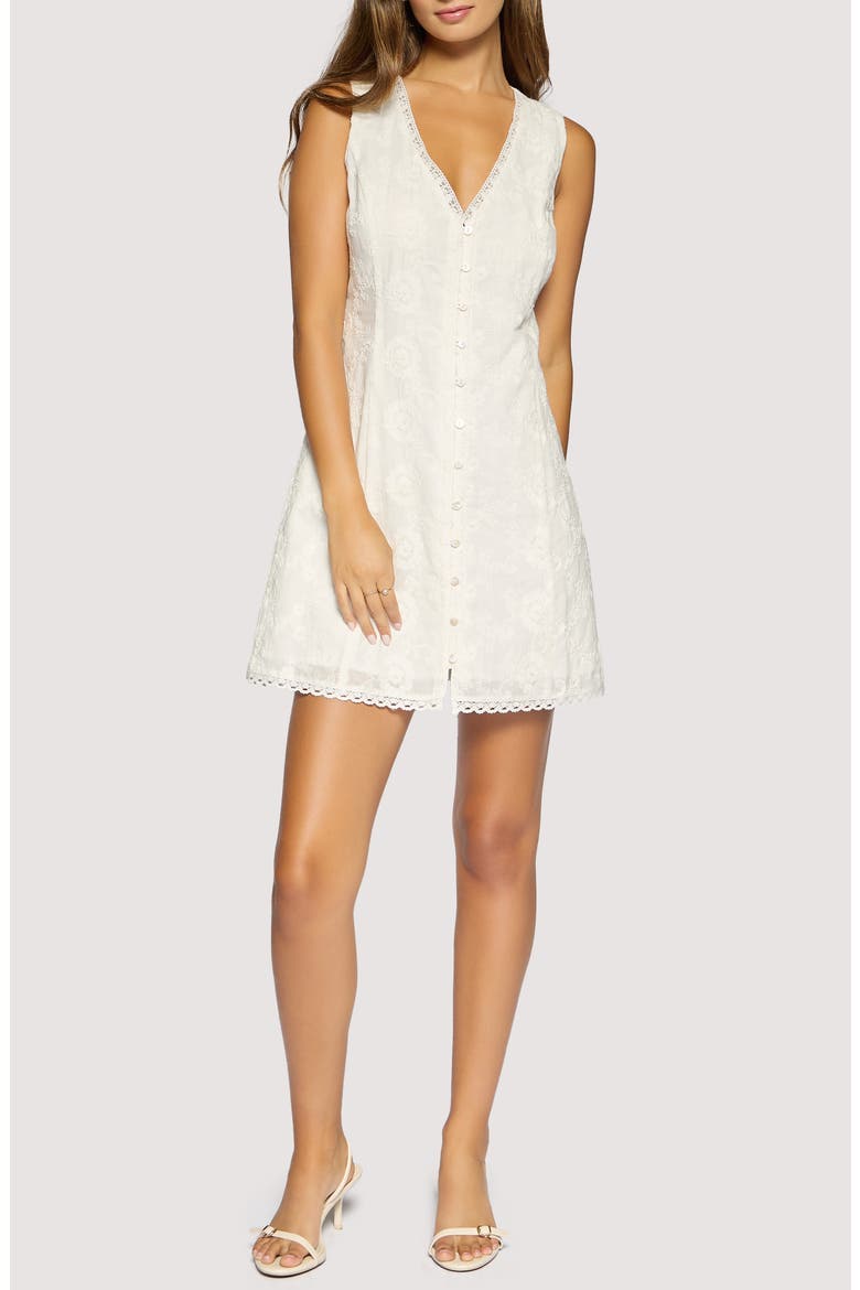 Olympia Floral Lace Mini Sheath Dress, Main, color, WHITE