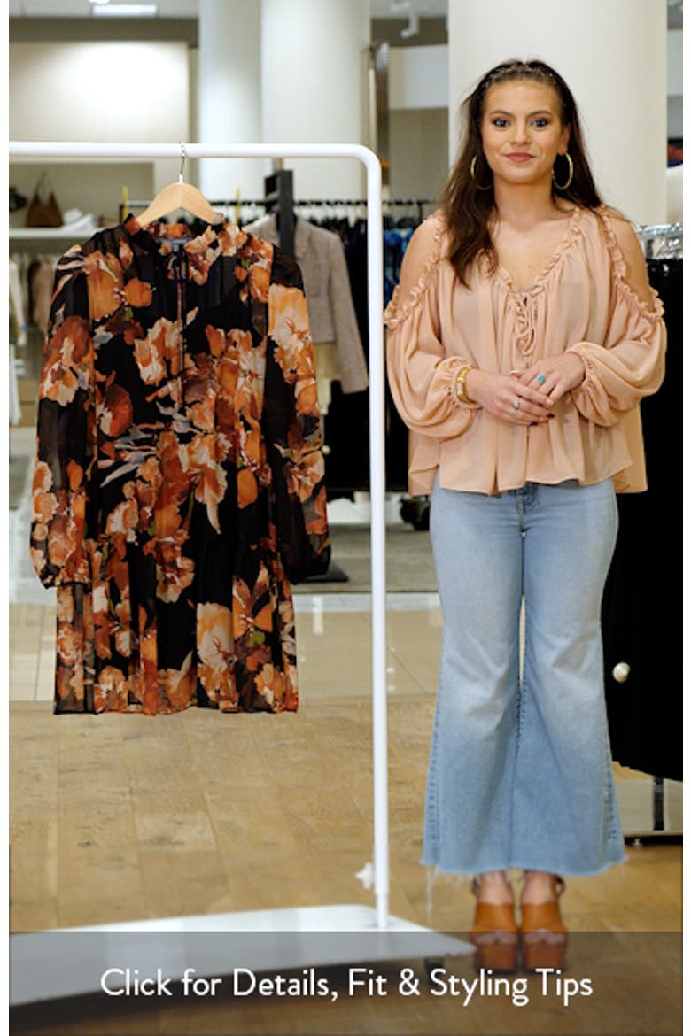 Floral Long Sleeve Drop Waist Minidress video