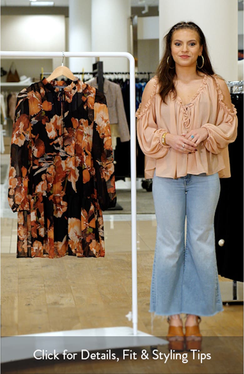 Floral Long Sleeve Drop Waist Minidress, sales video thumbnail