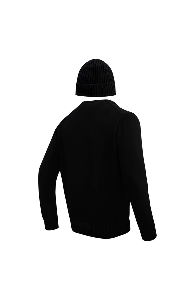 PRO STANDARD Men's Pro Standard Black Las Vegas Raiders Crewneck Pullover Sweater & Cuffed Knit Hat Box Gift Set, Alternate, color, Black