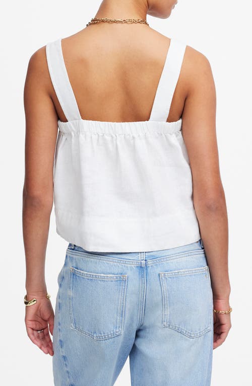 Madewell Contrast Stitch Square Neck Linen Tank In White