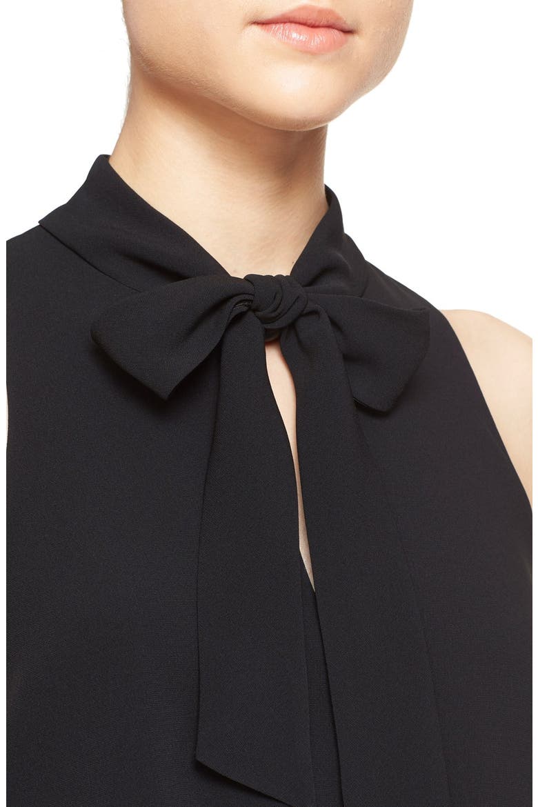 'Enya' Sleeveless Pussycat Bow Dress, Alternate, color, BLACK