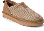 Dearfoams Fireside Sport Knit And Suede Water Repellent Slip On Shoetie