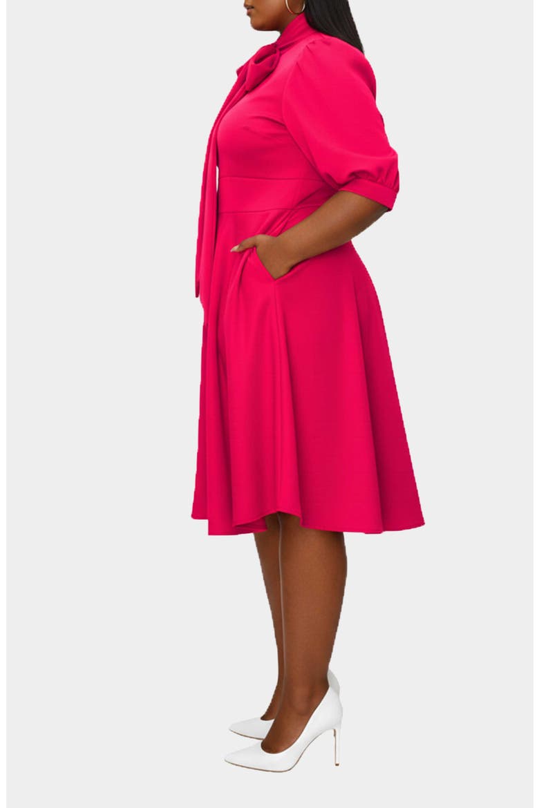 Carina Donna Fit & Flare Midi Dress, Alternate, color, FUCHSIA