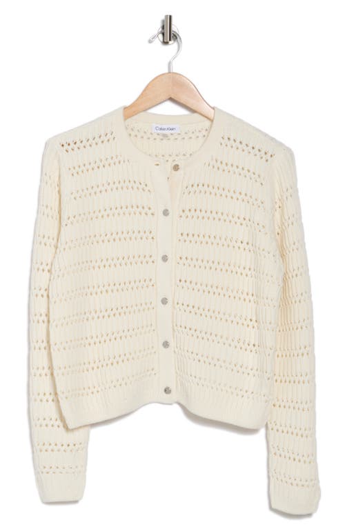 CALVIN KLEIN CALVIN KLEIN BUTTON FRONT OPEN CROCHET CARDIGAN 
