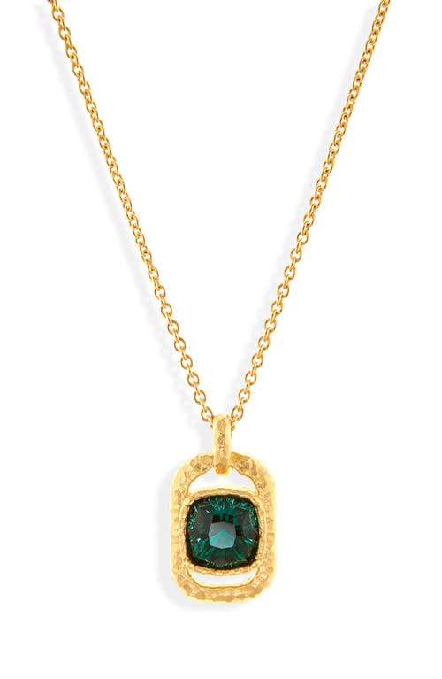 Oscar De La Renta Rectangle Crystal Pendant Necklace In Gold