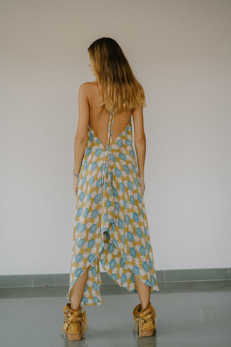 Classic Silk Dress Confetti, Alternate, color, Mustard, White & Blue
