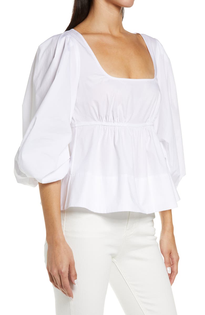 STAUD Sophie Stretch Cotton Blouse, Alternate, color, 