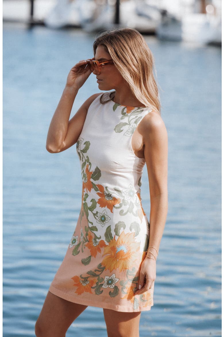Noriko Placed Floral Minidress, Alternate, color, YELLOW SPRING FLORAL