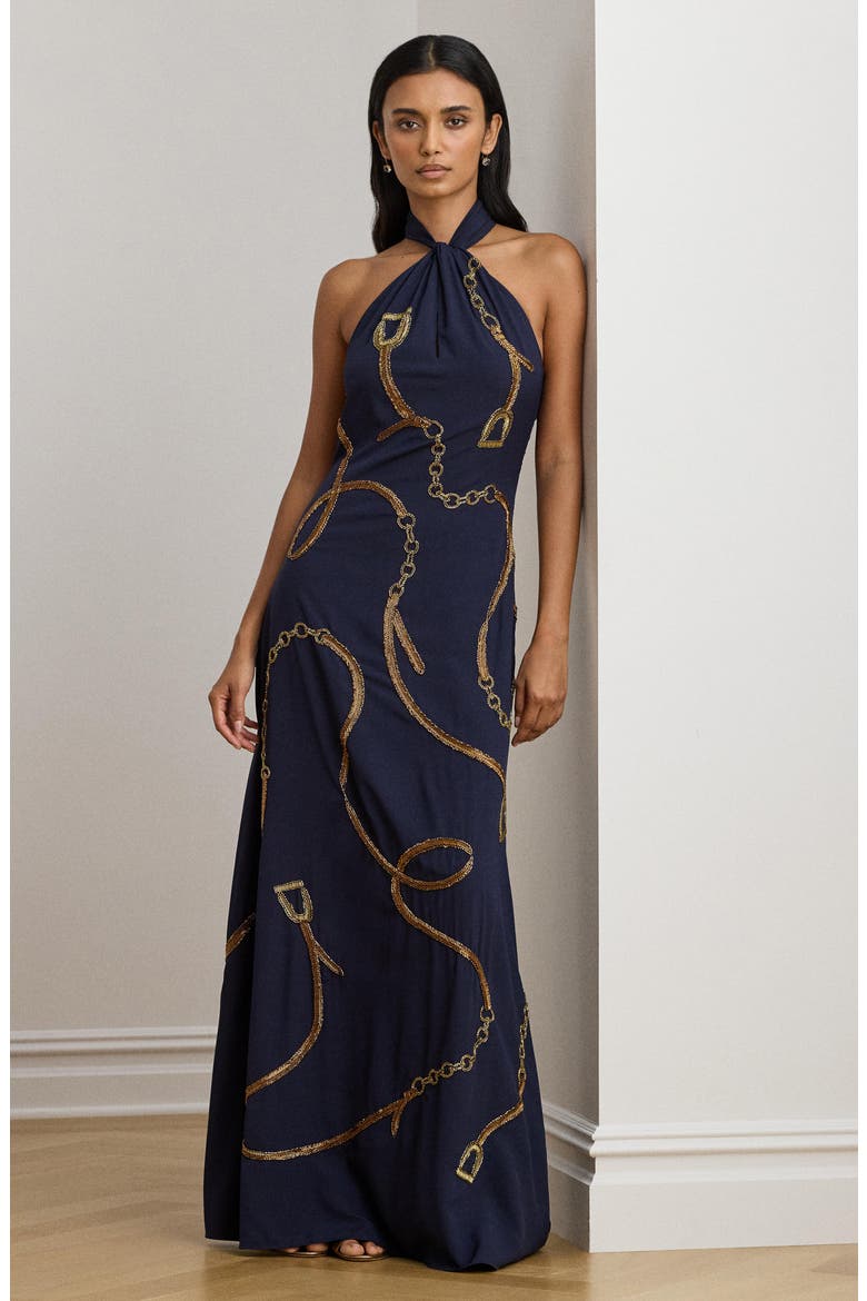 ralph lauren blue halter dress Ralph Lauren