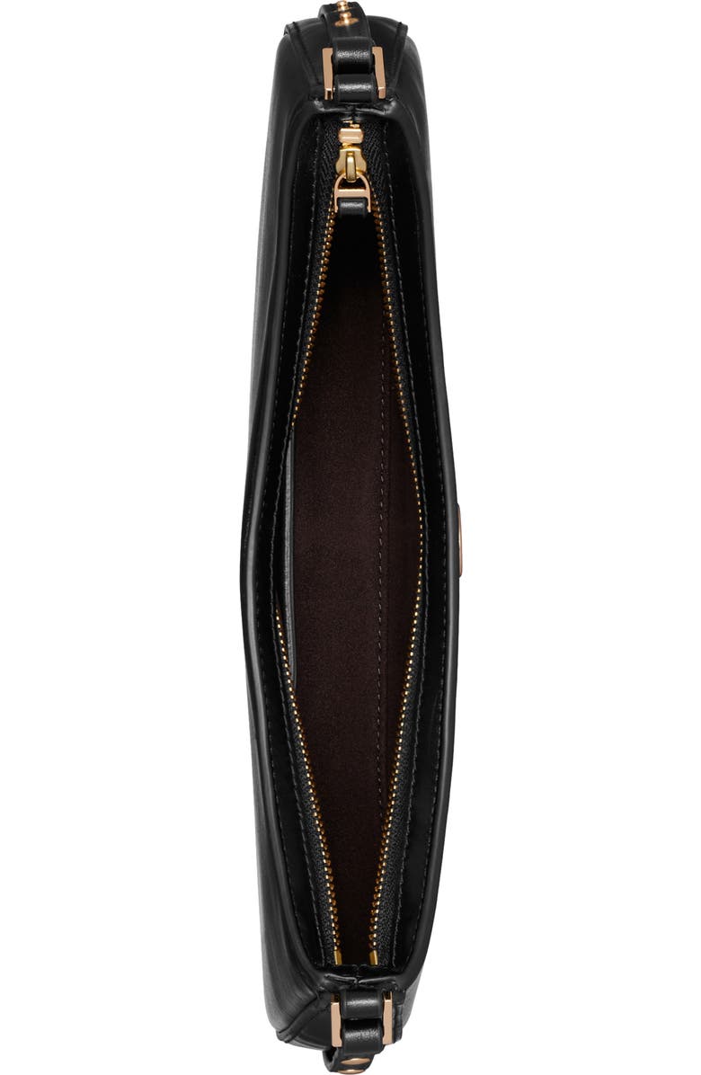 Tory Burch Robinson Leather Zip Top Shoulder Bag, Alternate, color, Black