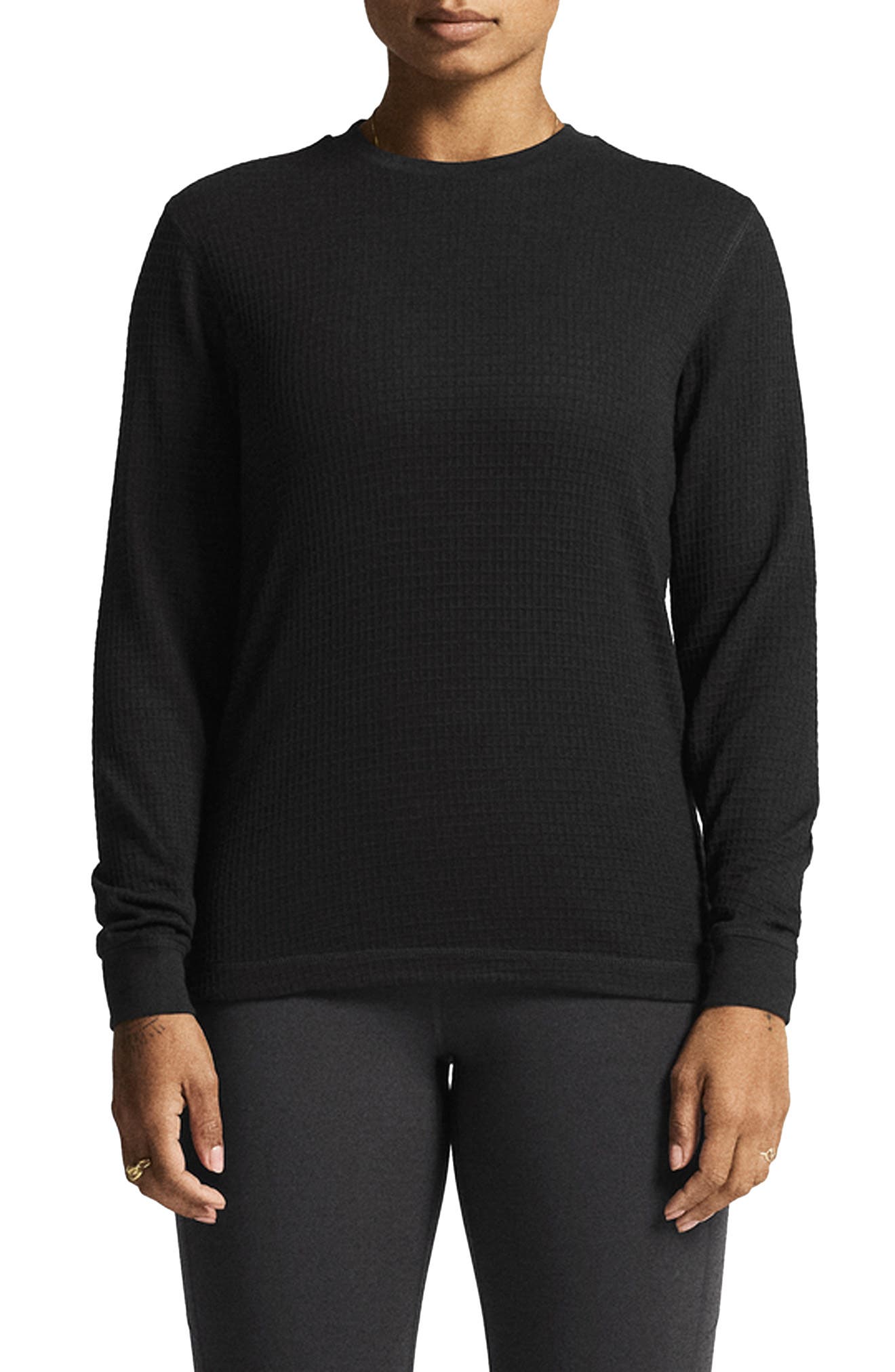 Waffle Knit Long Sleeve T-Shirt