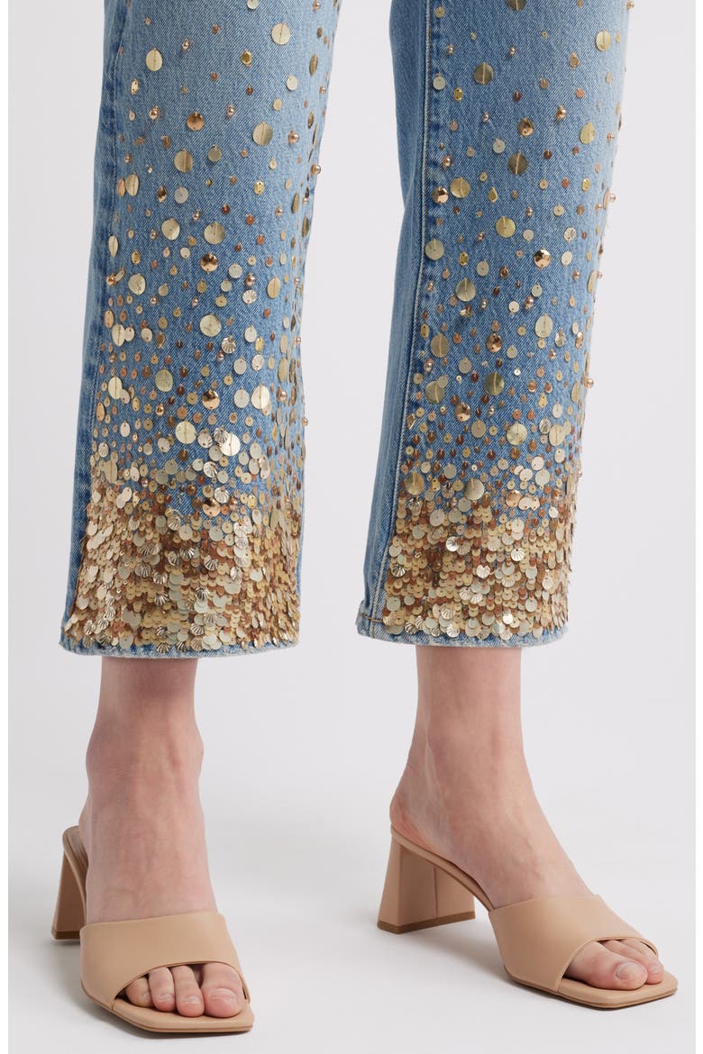 The Atelier Champagne Ankle Straight Leg Jeans, Alternate, color, GOLD EMBELLISHED