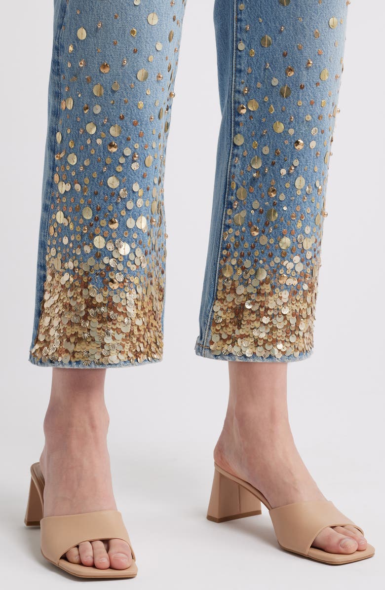 FRAME The Atelier Champagne Ankle Straight Leg Jeans, Alternate, color, Gold Embellished
