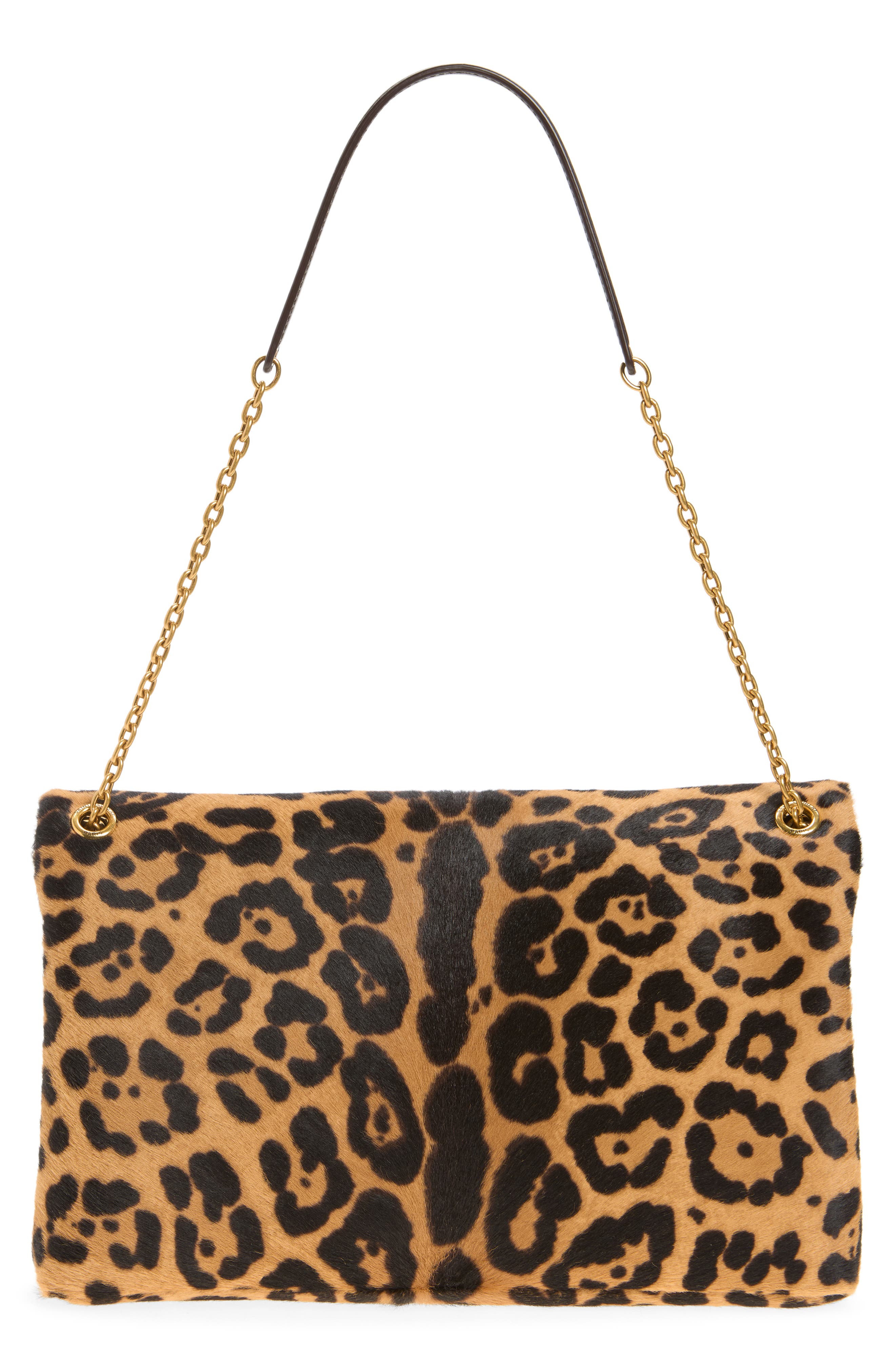 Genuine Calf Hair Envelope on a Chain, Alternate, color, BROWN/ NOIR