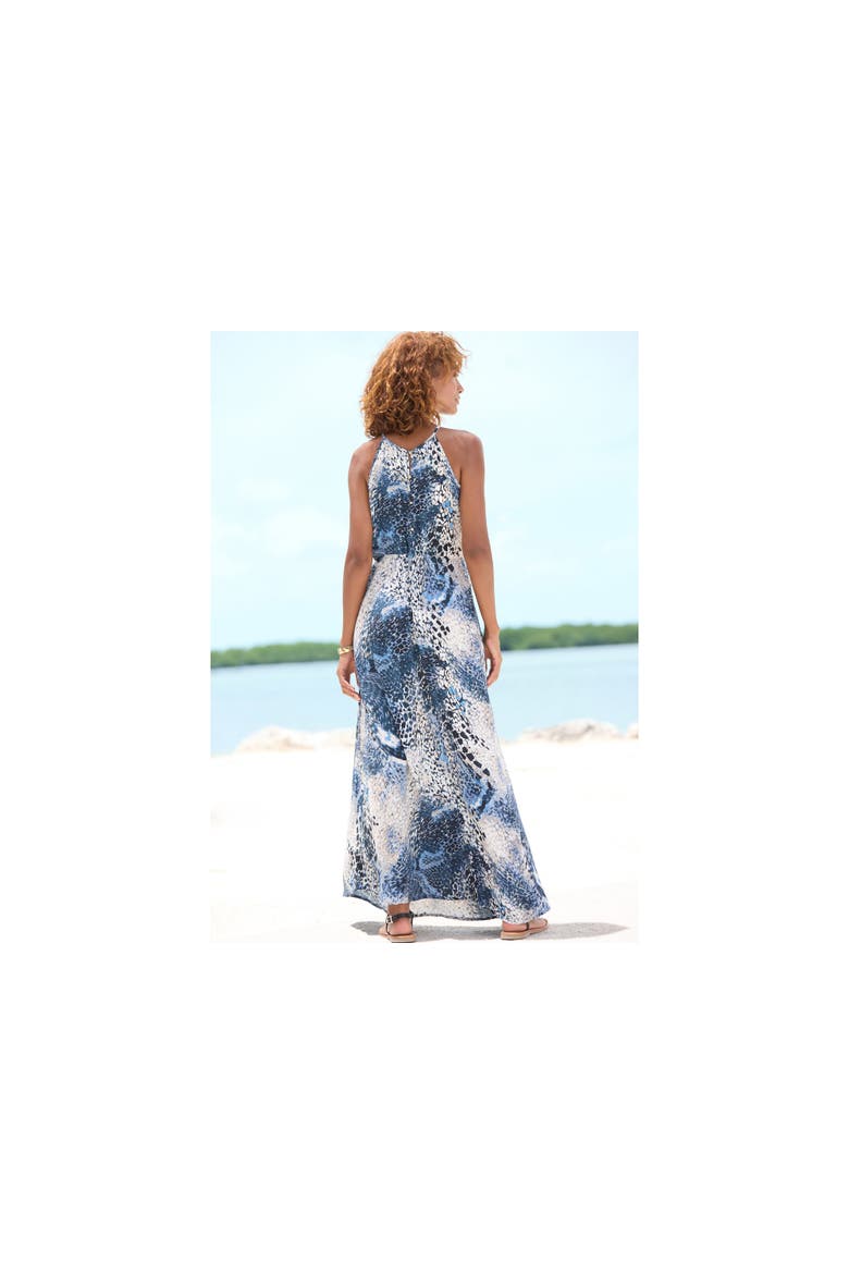 High Neck Sleeveless Maxi Dress, Alternate, color, Blue-Printed